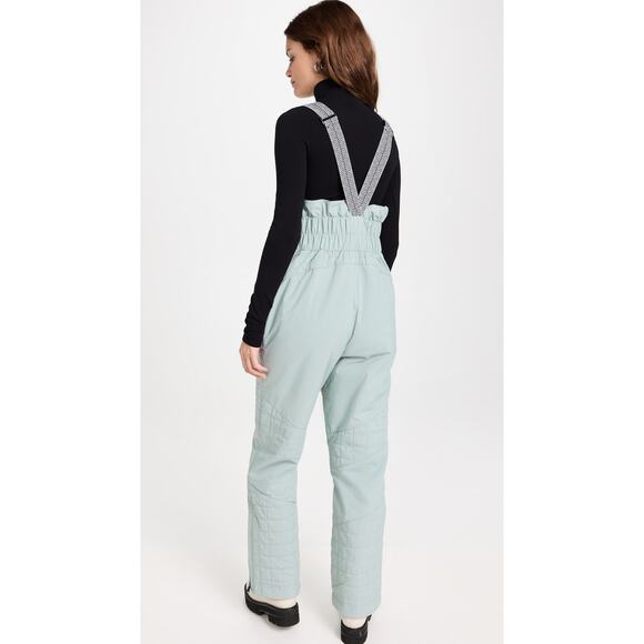 New Free People All Prepped Bibb Ski Overalls $428 LARGE Aqua Haze Snow Bib - Picture 4 of 10